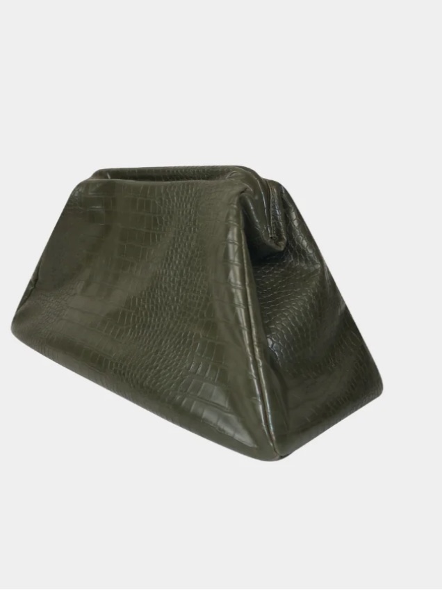 By Gianna Le Jumbo Clutch Dark Green Croc-Embossed Tote New — image 3 of 5